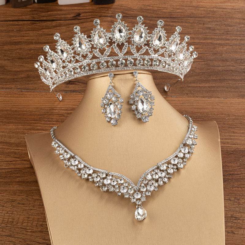 Elegant Bridal Crown with Matching Jewelry - Alloy Diamond Headdress - Buy Center
