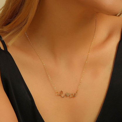 Exquisite Gold Plated Diamond Love Pendant Necklace - Infinite Symbol Charm - Buy Center