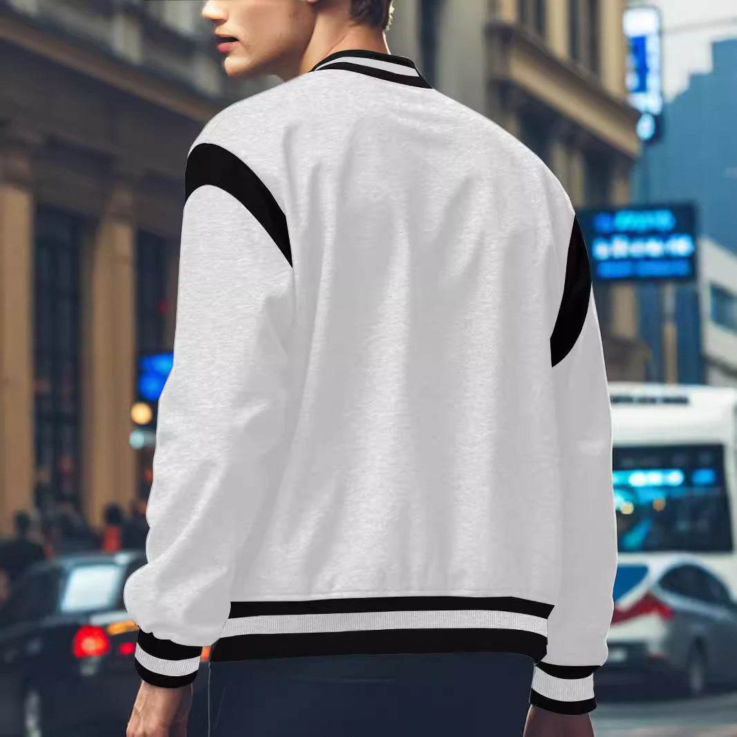 Buycenter Men’s Stitching Buckle Baseball Coat - Trendy Slim Fit Jacket - Buy Center