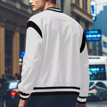 Buycenter Men’s Stitching Buckle Baseball Coat - Trendy Slim Fit Jacket - Buy Center