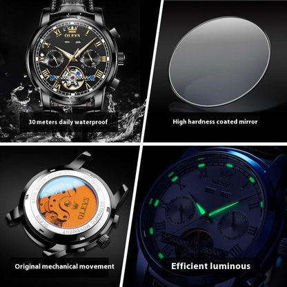 Buycenter Waterproof Multifunctional Mechanical Watch - Luminous Design for Men - Buy Center