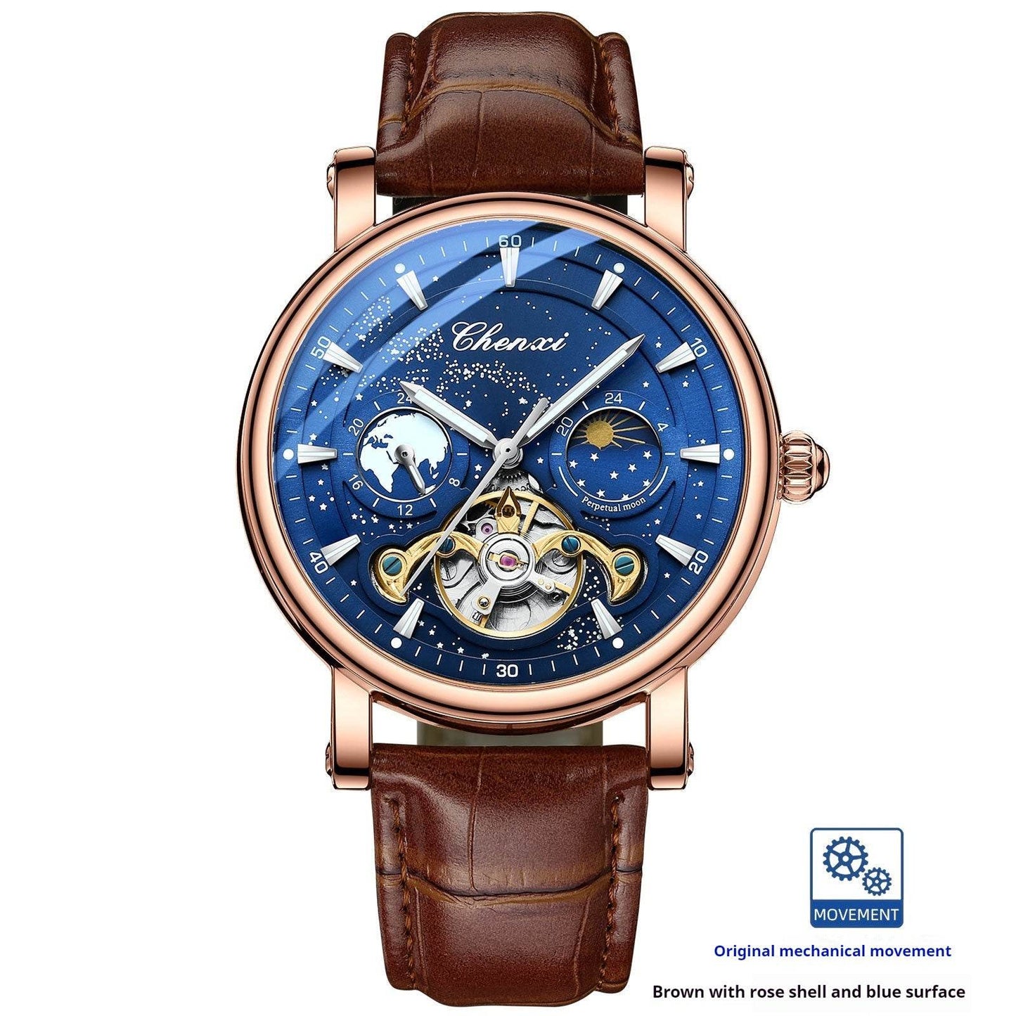 Xinghe Luminous Tourbillon Mechanical Watch - Moon Phase, Stylish Design - Buy Center