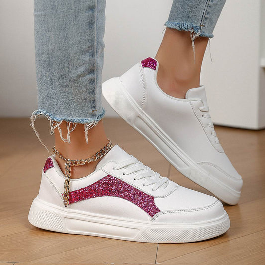 Stylish White Casual Vulcanize Shoes - Comfortable Lace-Up Sneakers - Buy Center