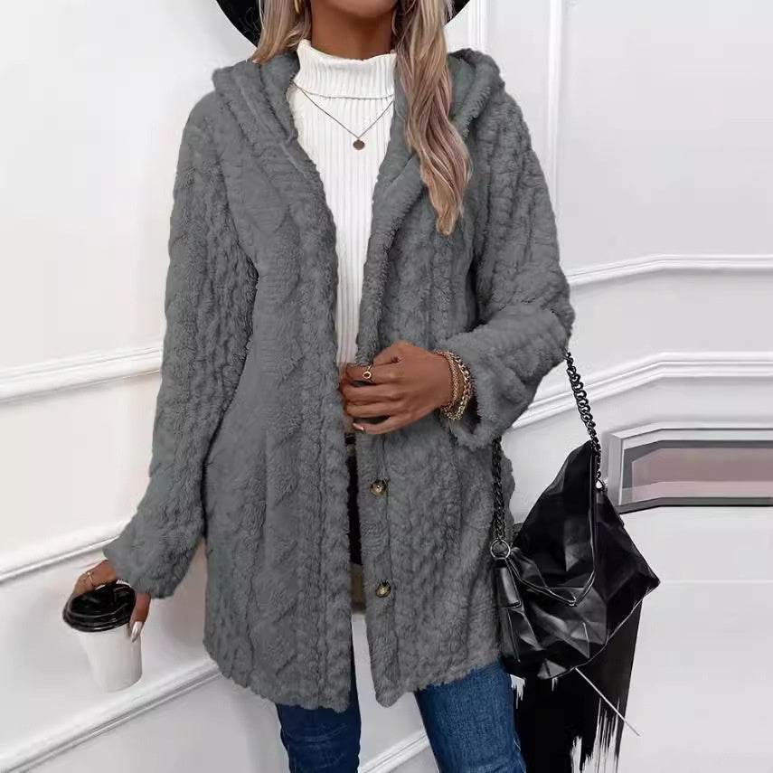 Buycenter Hooded Cardigan Jacket - Long Sleeve, Button Style, Winter Coat - Buy Center