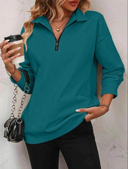 Buycenter Women's Fashion Pullover Sweatshirt - Long Sleeve Zipper Style - Buy Center