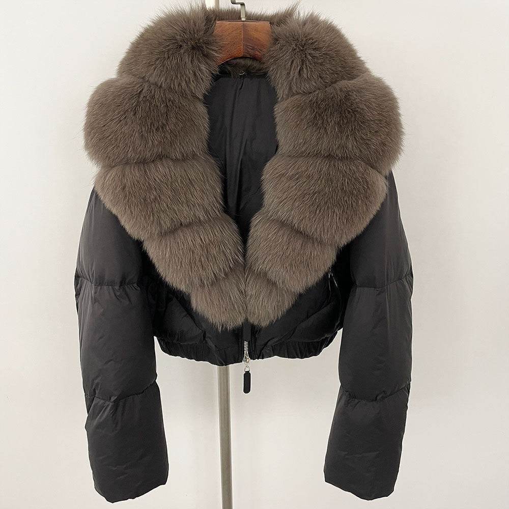 Luxurious Fox Fur Collar Down Jacket - Thick Stylish Coat for Women - Buy Center