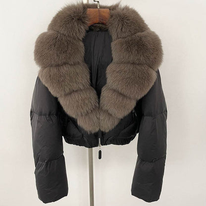 Luxurious Fox Fur Collar Down Jacket - Thick Stylish Coat for Women - Buy Center
