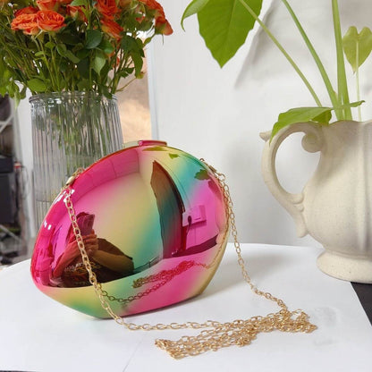 Buycenter Golden Acrylic Goose Egg Clutch - Metallic Shoulder Bag - Buy Center