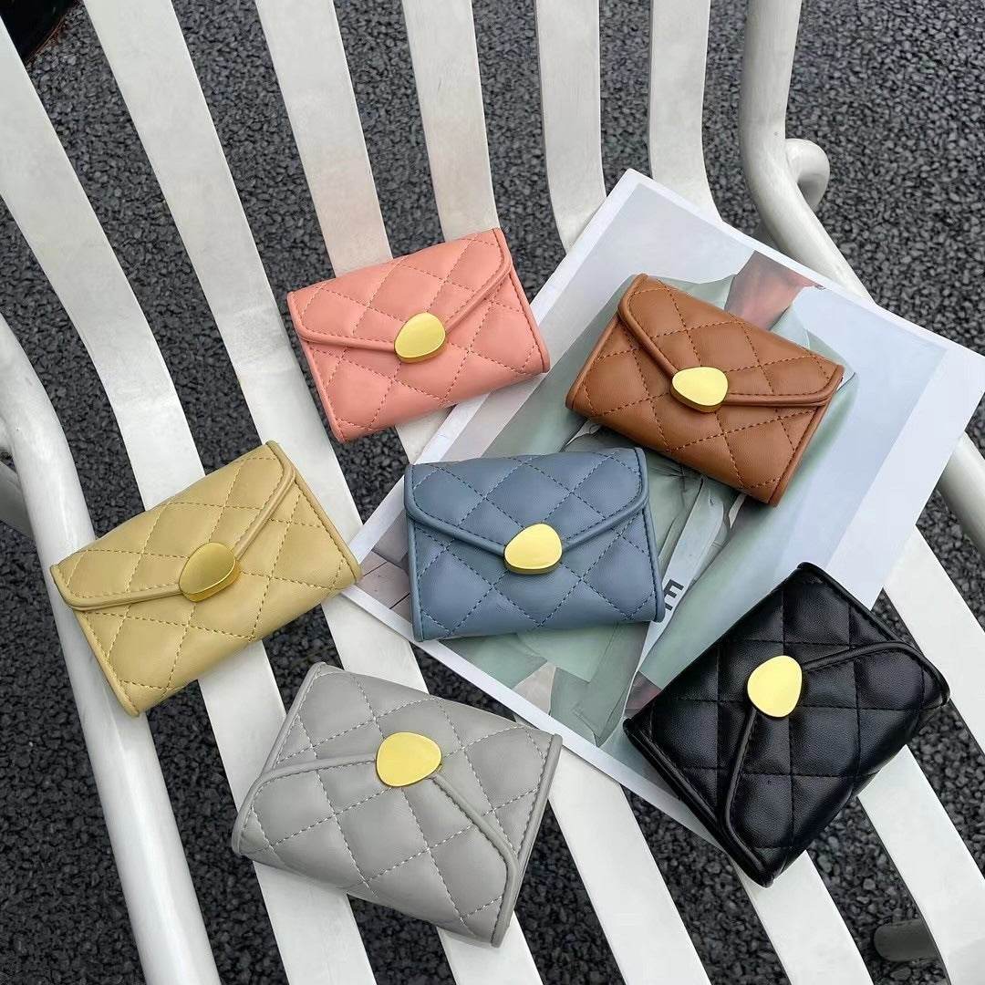 Women's Rhombus Leather Wallet - Compact Luxury in Trendy Colors - Buy Center