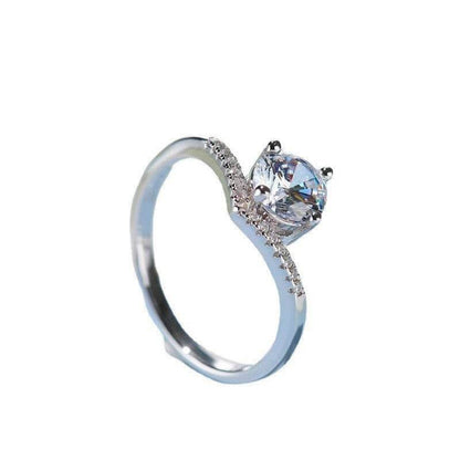 Buycenter S925 Silver Simulated Moissanite Ring - Elegant Crown Design - Buy Center