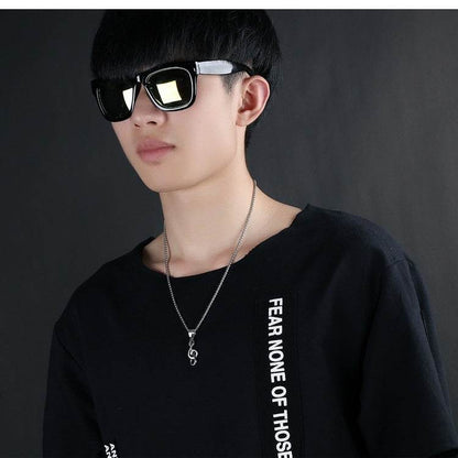 Men's Titanium Steel Music Symbol Necklace - Trendy Fine Jewelry for Music Lovers - Buy Center