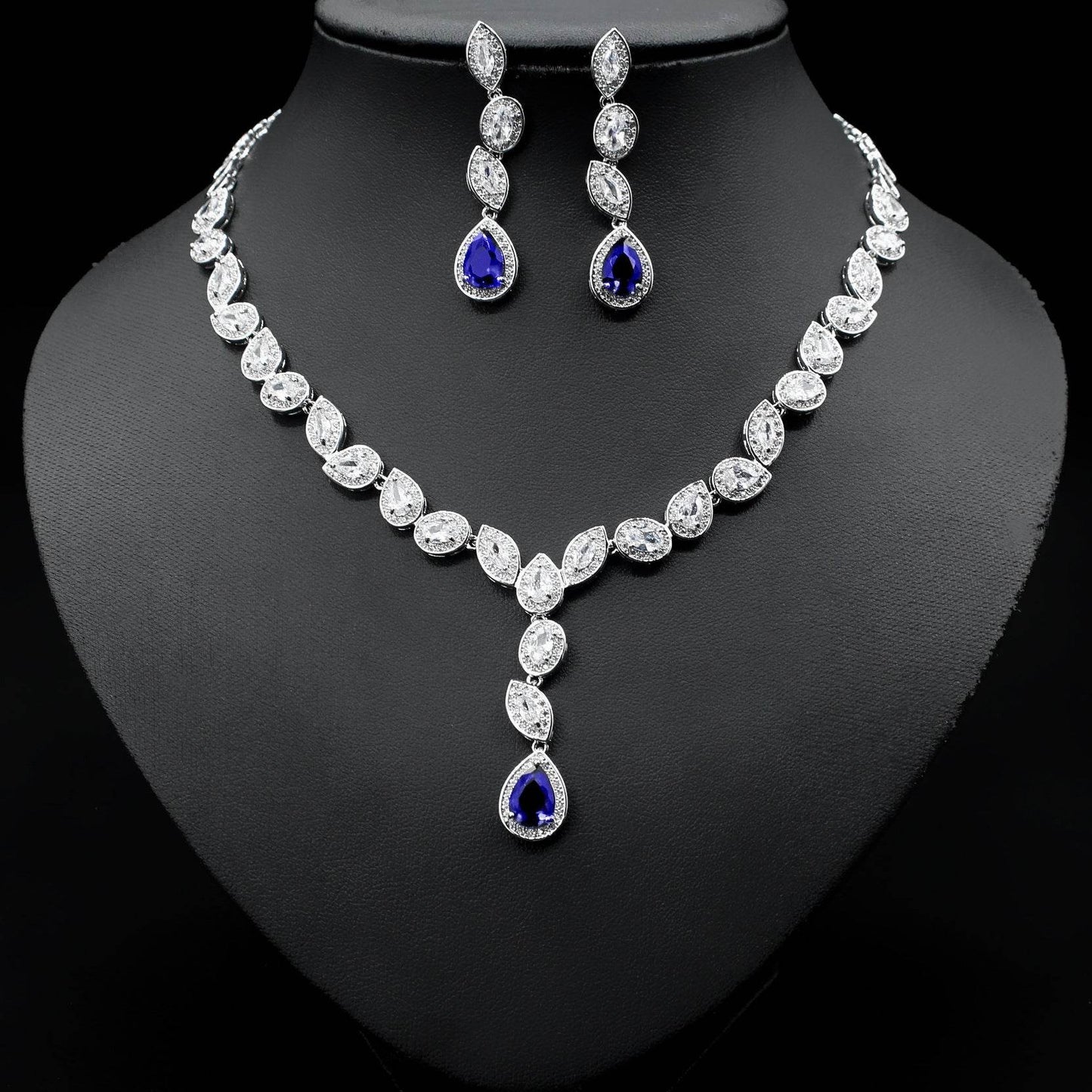 Colorful Zircon Wedding Jewelry Set - Elegant Necklace & Earrings 2025 - Buy Center