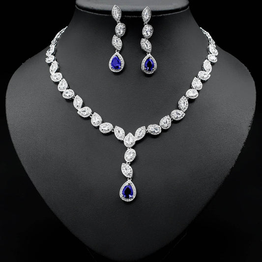 Colorful Zircon Wedding Jewelry Set - Elegant Necklace & Earrings 2025 - Buy Center