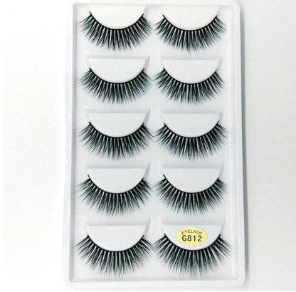 Luxurious 3D Mink Hair False Eyelashes - 5 Pairs for Stunning Volume - Buy Center