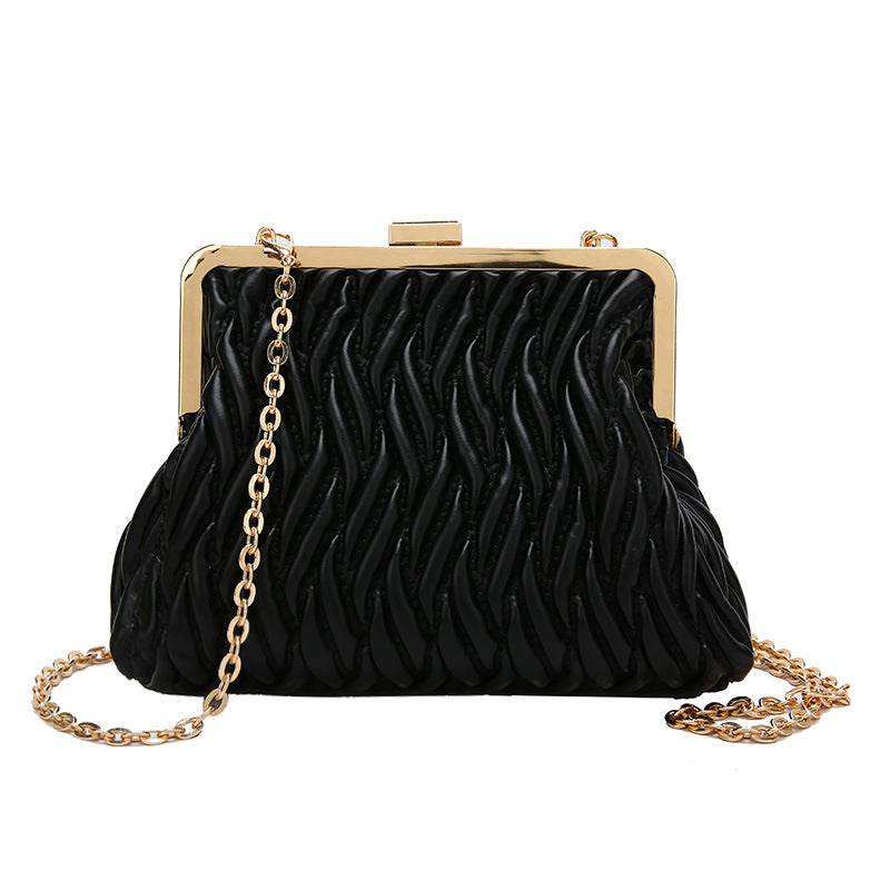 Buycenter Pleated Handbag - Chain Lock Design for Evening Outfits - Buy Center