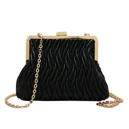 Buycenter Pleated Handbag - Chain Lock Design for Evening Outfits - Buy Center