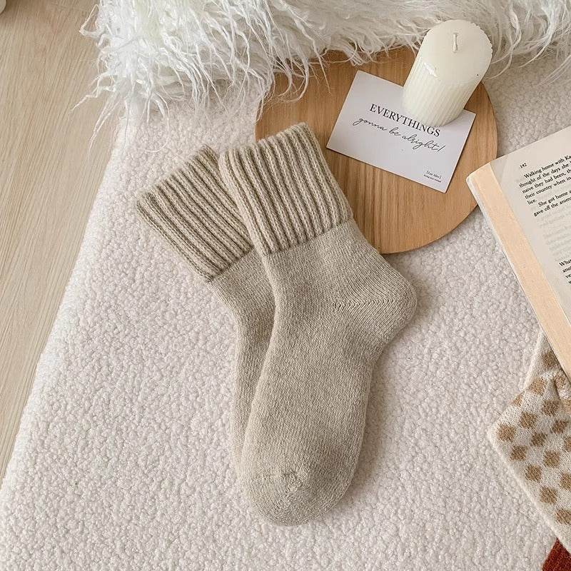 Women's Thick Fluffy Loop Socks - Cozy Black, Beige, Khaki Styles - Buy Center