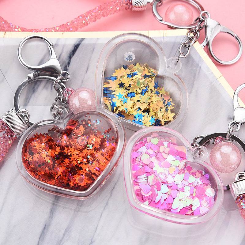 Colorful Acrylic Heart Keychain Pendant - Trendy Love Beads & Silver Buckle - Buy Center