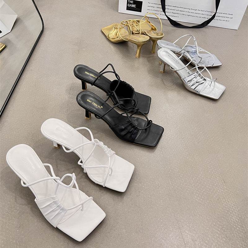 Women's Flip-Toe Stiletto Heel Sandals - Elegant Fashion with Comfort - Buy Center