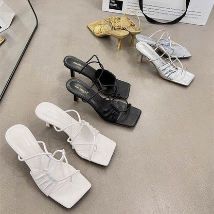 Women's Flip-Toe Stiletto Heel Sandals - Elegant Fashion with Comfort - Buy Center