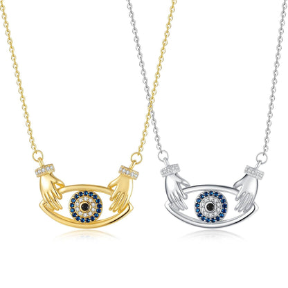 Buy Center Women's Hug Pendant Necklace - Stylish Geometry in White & Yellow Gold - Buy Center