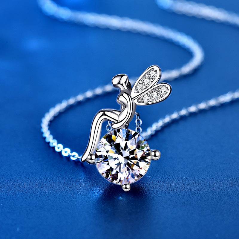 FARCENT Moissanite Necklace - 925 Sterling Silver Cartoon Style Charm - Buy Center