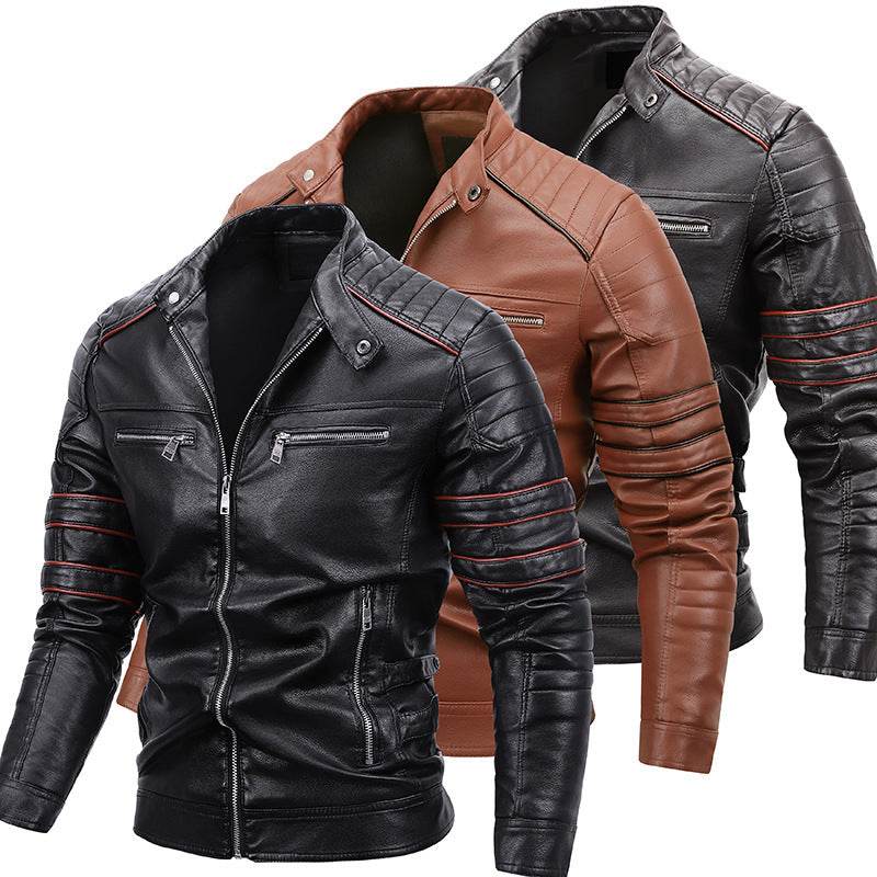 Men's Plus Velvet Motorcycle Jacket - Genuine Leather for Winter Style - Buy Center