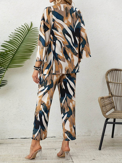 Elegant Women's Two-Piece Leaf Print Set - Spring Summer Style - Buy Center