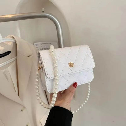 Diamond Grid Pearl Chain Crossbody Bag - Stylish Women's Handbag 2025 - Buy Center