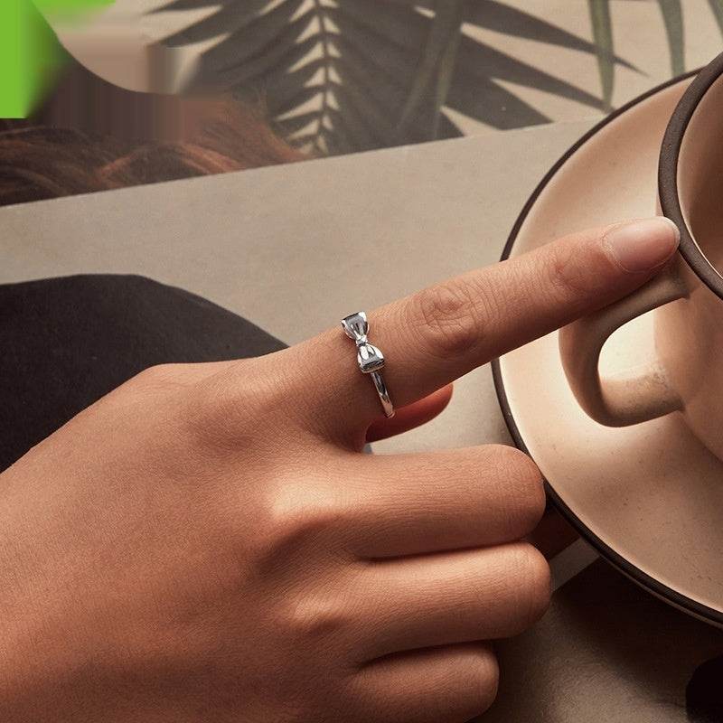 Buycenter 925 Sterling Silver Bow Ring - Adjustable Open Design for Women - Buy Center