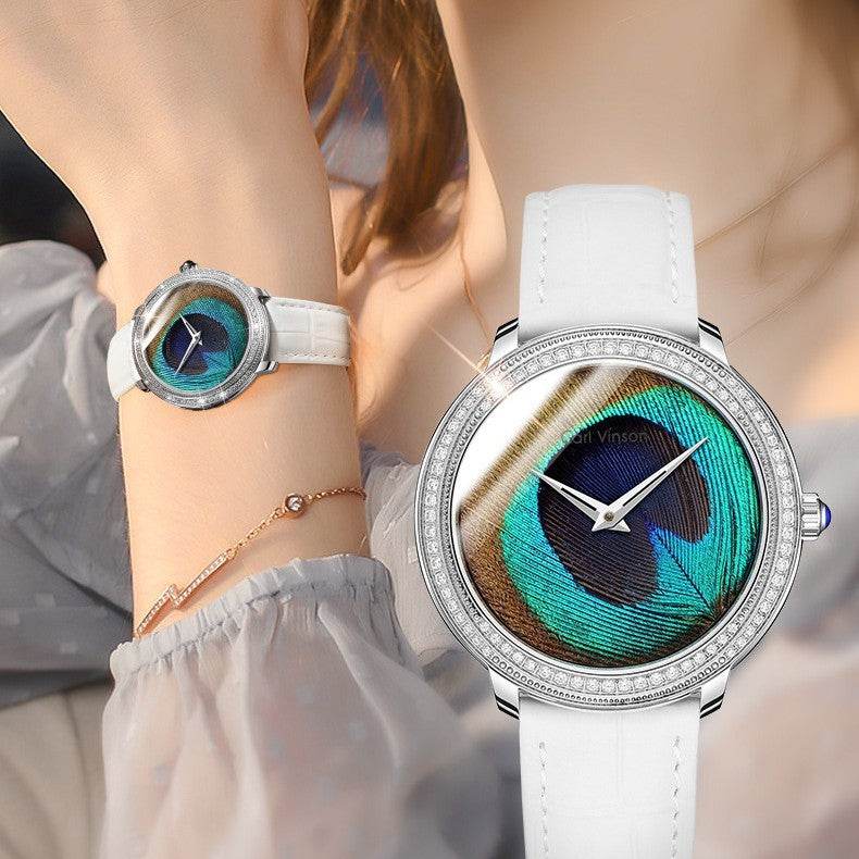 Buycenter Women's Waterproof Belt Watch - Feather Dial & Quartz Movement - Buy Center