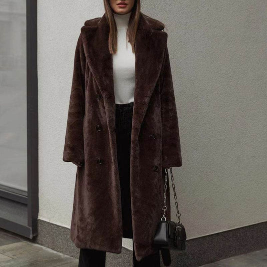 Women's Thick Mink Velvet Trench Coat - Warm & Stylish for Autumn/Winter - Buy Center