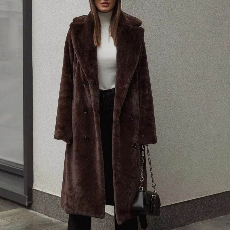 Women's Thick Mink Velvet Trench Coat - Warm & Stylish for Autumn/Winter - Buy Center