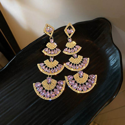 Buy Center 925 Silver Diamond Fan Earrings - Ethnic Style Fashion Design - Buy Center