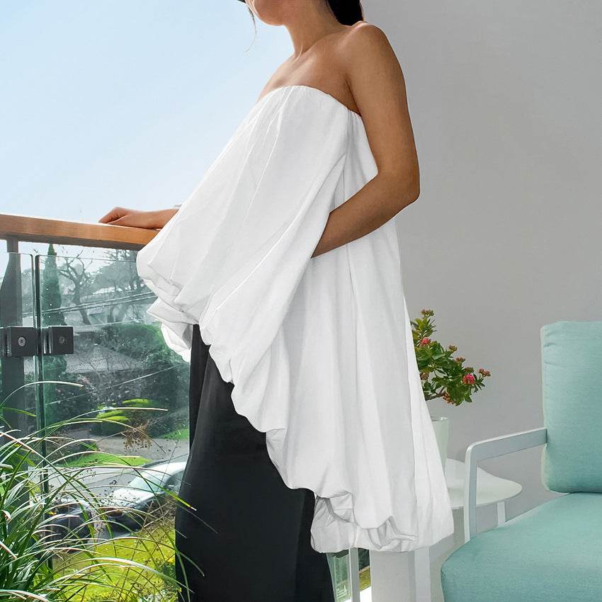 Buycenter Sexy Off-the-Shoulder Tube Top - Irregular Hem Blouse - Buy Center