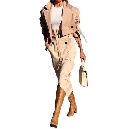 Buycenter Elegant Button Belt Suit Skirt - Stylish European Workwear Jumpsuit - Buy Center