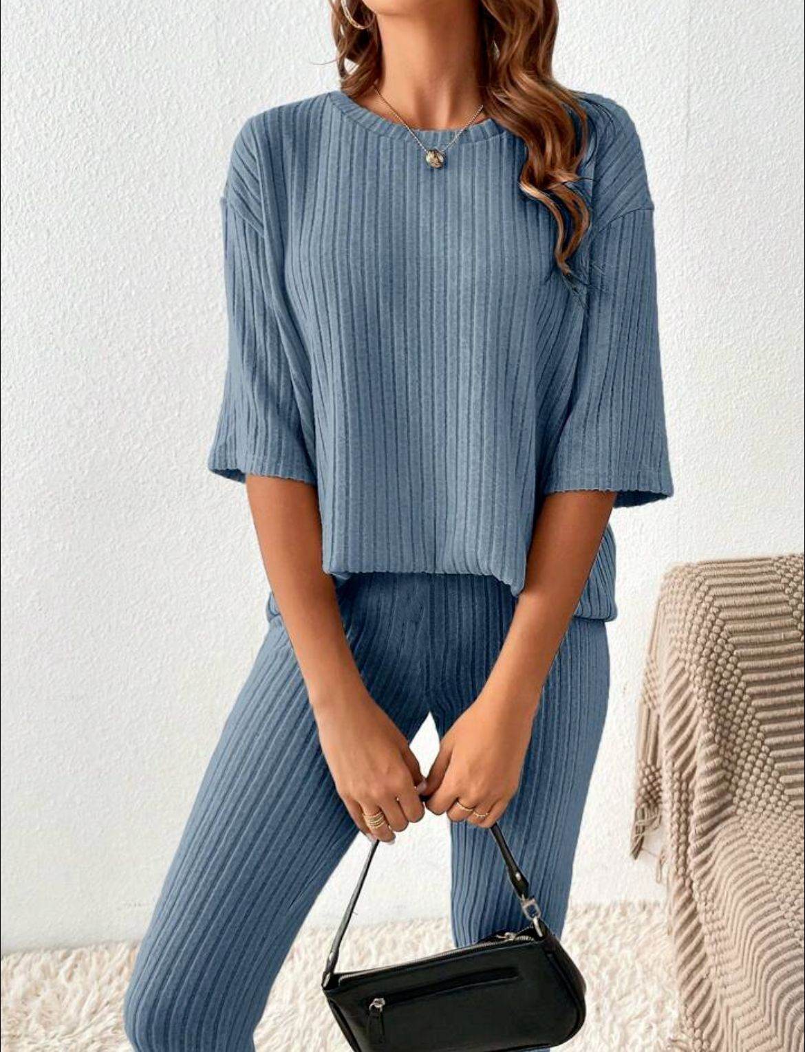 Buycenter Women's Loose Casual Trousers - Solid Color Homewear Set - Buy Center