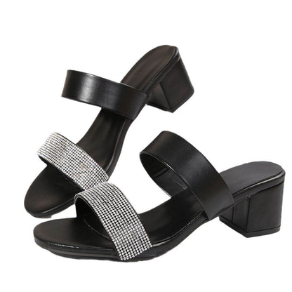 Women's Rhinestone Slippers - Stylish Fish Mouth Sandals for 2025 - Buy Center