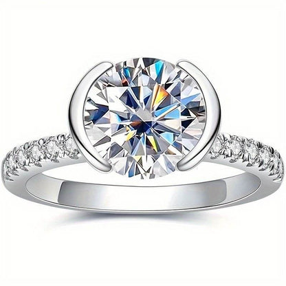 Buycenter Women's Moissanite Engagement Ring - 14K White Gold Plated Luxury - Buy Center