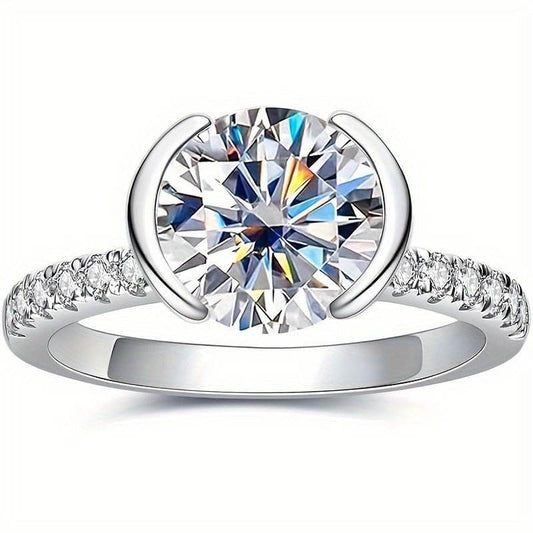 Buycenter Women's Moissanite Engagement Ring - 14K White Gold Plated Luxury - Buy Center