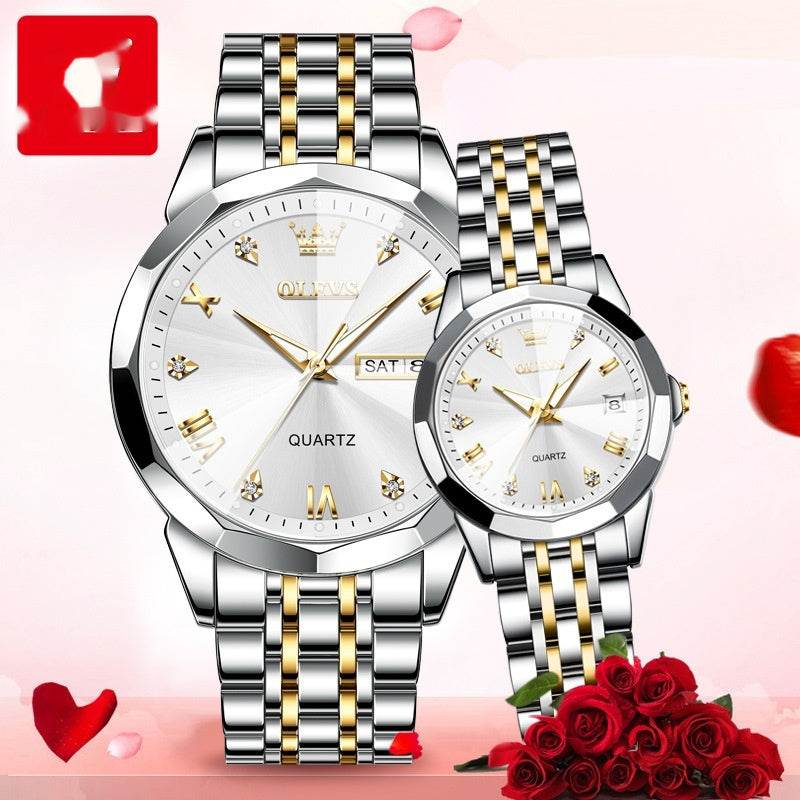 Quartz Couple Watch Set - Stylish Valentine's Gift for Men & Women - Buy Center