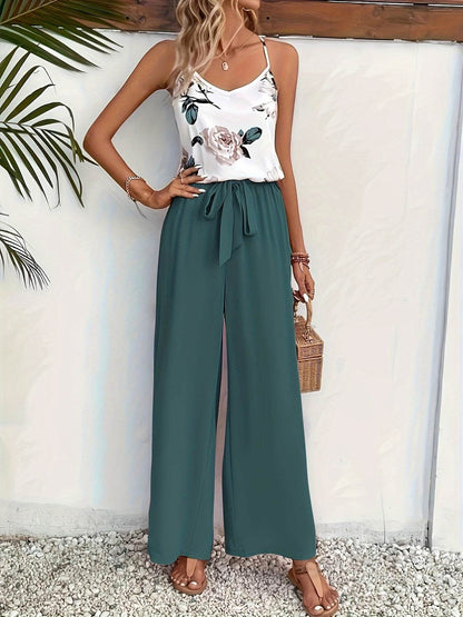 Elegant Women's Spring-Summer Camisole & Pants Set - Floral Design - Buy Center