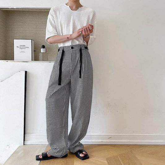 Retro Elegant Wide-Leg Trousers for Men - Stylish Mid-High Waist Sweatpants - Buy Center