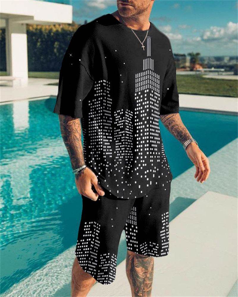 Simple Men's 3D Print Oversized Shirt & Shorts Set - Stylish Comfort 2025 - Buy Center