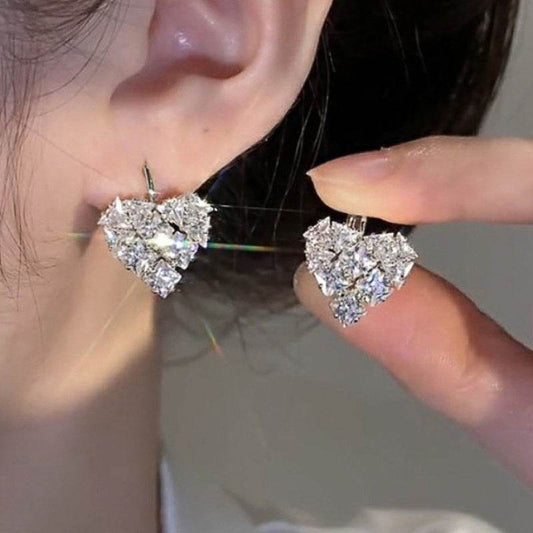 Buy Center Exquisite Peach Heart Earrings - Micro Inlaid Zircon Design - Buy Center