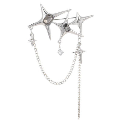 Buy Center Four Eight-Pointed Stars Zircon Chain Brooch for Women - Buy Center