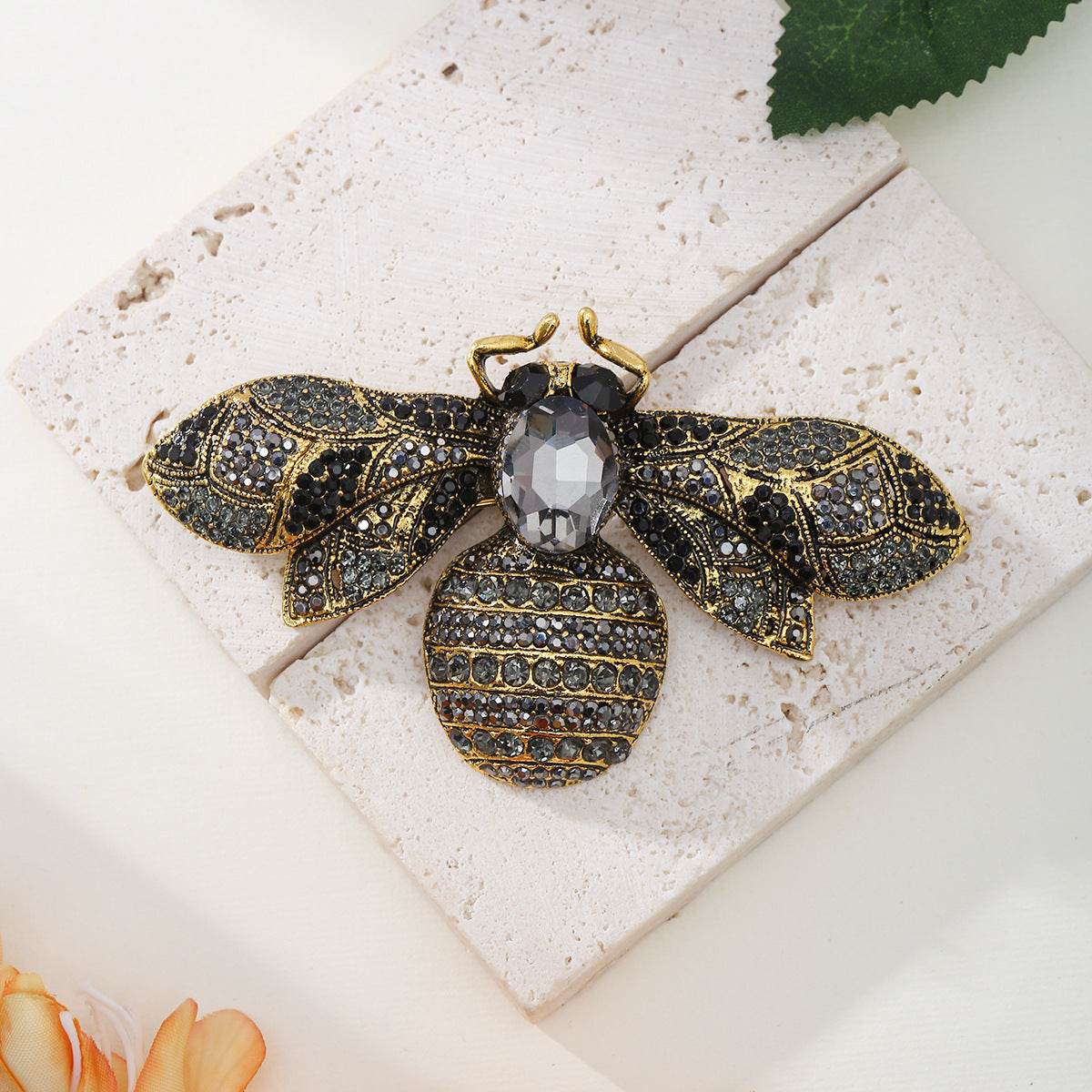 Antique Style Fully Jeweled Bee Brooch - Vintage Elegance & Modern Charm - Buy Center