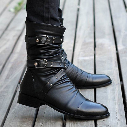 Stylish Men's Pointed Toe Wellingtons - Warm Side Zipper Design 2025 - Buy Center
