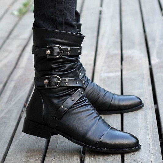 Stylish Men's Pointed Toe Wellingtons - Warm Side Zipper Design 2025 - Buy Center