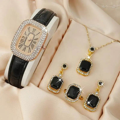 Women's Fashion Quartz Watch Set - Diamond Belt & Jewelry Accessories - Buy Center